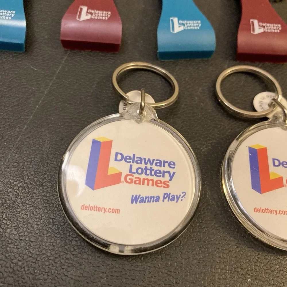 Delaware Lottery Keychains Lot of 7 Games Wanna‎ Play delottery.com